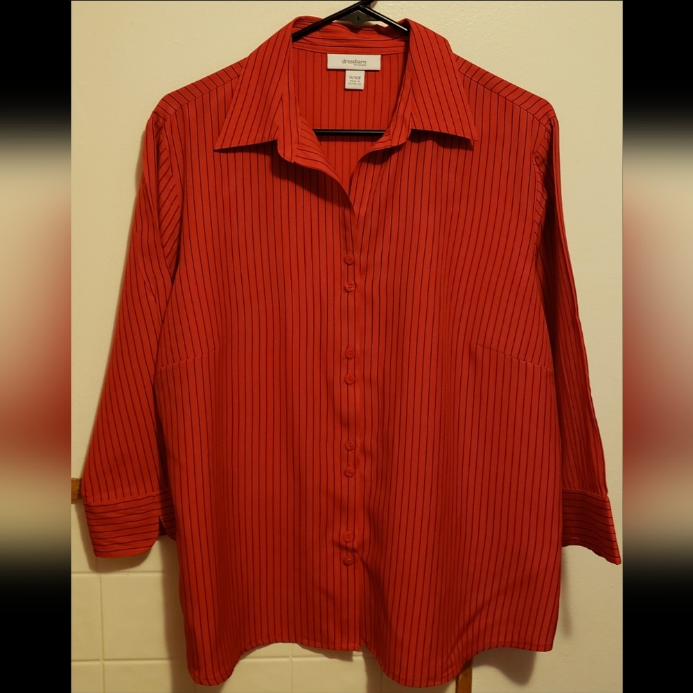 *Red Pinstriped Top